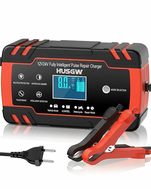 Chargeur de batterie automobile Husgw 8 A 12 V et 24 V