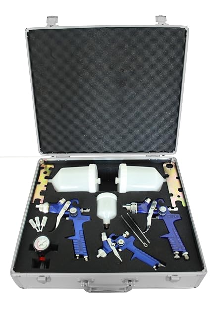 Coffret de trois pistolets à peinture HVLP TRUTZHOLM en mallette aluminium