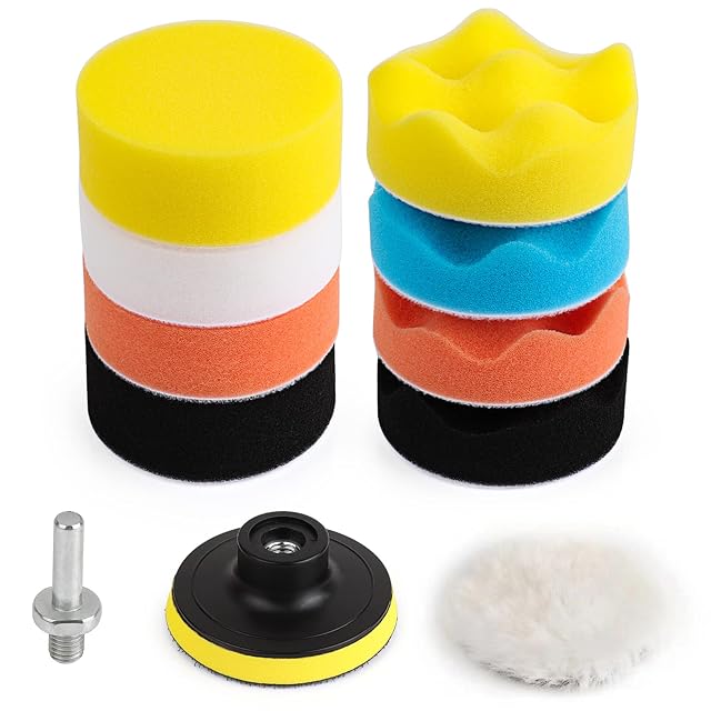 Jeu de mousses de polissage Kshineni 80 mm avec adaptateur de perceuse