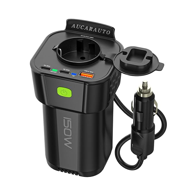 Convertisseur de tension automobile AUCARAUTO 150 W au format porte-gobelet