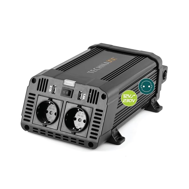 Convertisseur automobile Technaxx 1200 W avec deux prises Schuko
