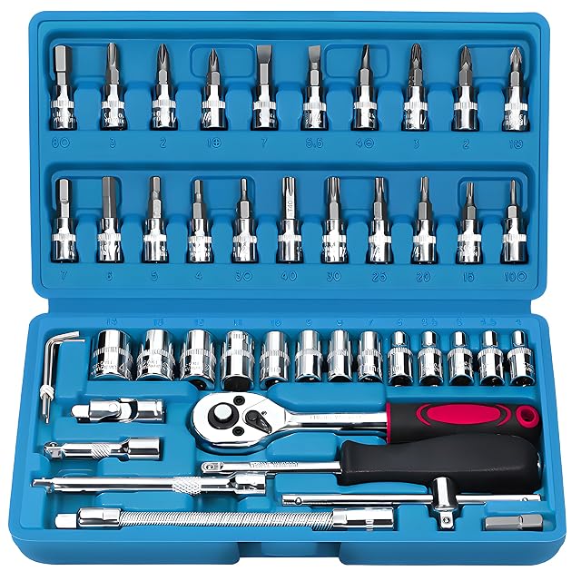 Coffret de douilles et embouts Retoo 46 pièces en 1/4 de pouce
