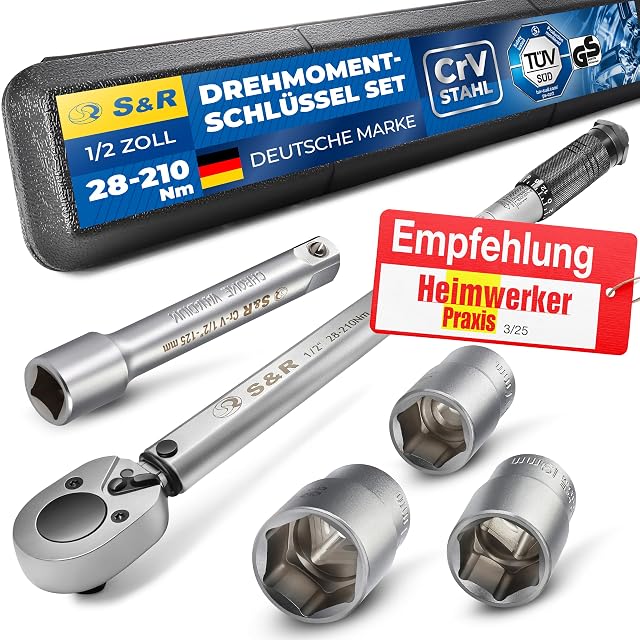 Coffret de clé dynamométrique S&R 1/2 pouce avec douilles