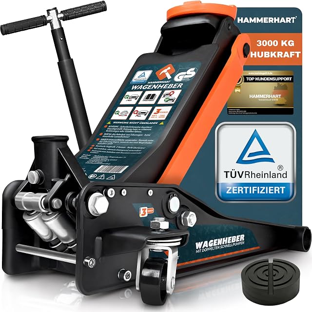 Cric rouleur hydraulique HAMMERHART de 3 t certifié TÜV