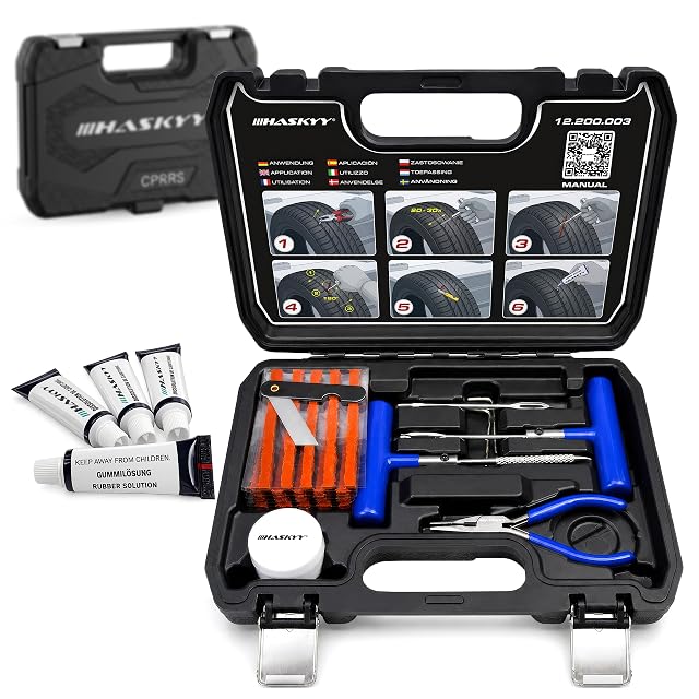 Kit professionnel de réparation de pneus HASKYY 47 pièces
